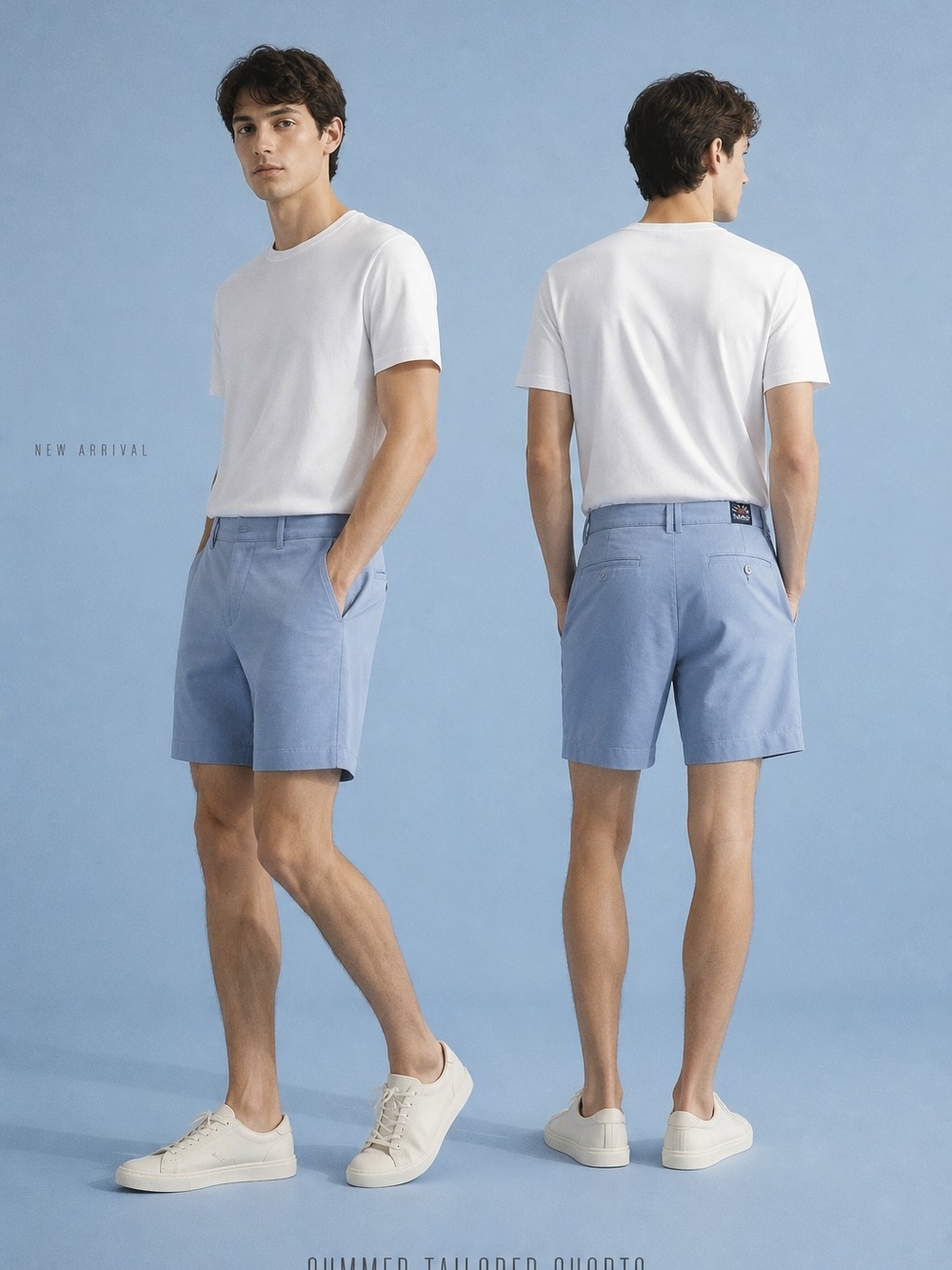 Faherty Sky Blue Tailored Flat-Front Shorts